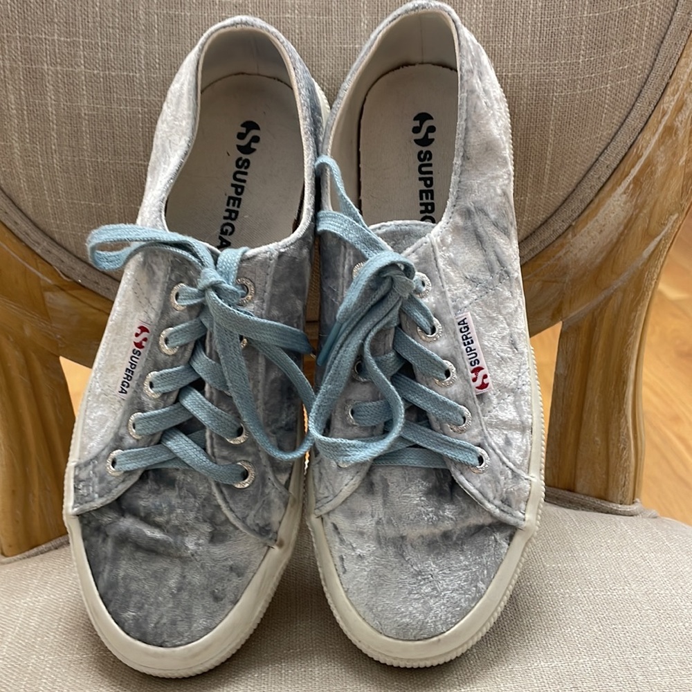 Superga Crushed Baby Blue Velvet Sneaker - Picture 3 of 7